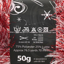 Load image into Gallery viewer, Yarn: Tinsel Chunky in Red Snow, 50g Ball
