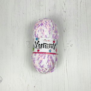 Chunky Yarn: Yummy,  Purple and White, Cupcake, 100g
