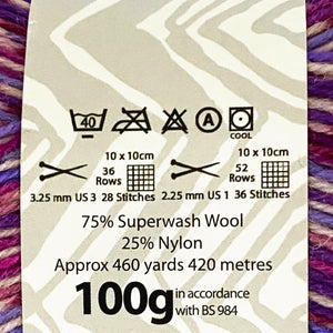 Sock Yarn: Zig Zag 4 Ply in Acrobat, 100g Ball