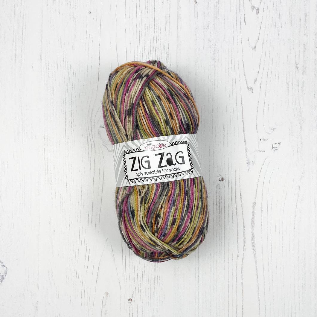 Sock Yarn: Zig Zag 4 Ply in Clown, 100g Ball