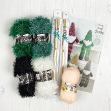 Load image into Gallery viewer, Knitting Kit: Gnome in Green Tinsel Yarn
