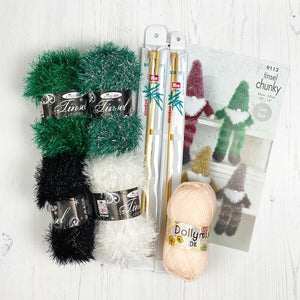 Knitting Kit: Gnome in Green Tinsel Yarn