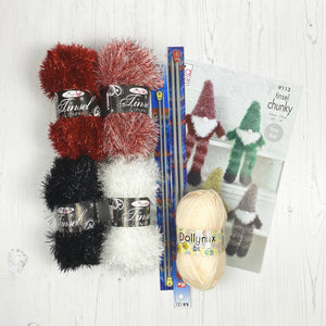 Knitting Kit: Gnome in Red Tinsel Yarn