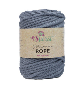 Yarn: Retwisst Macrame Rope, 3mm, Dark Grey, 100% Cotton, 500g