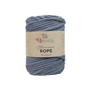 Yarn: Retwisst Macrame Rope, 3mm, Dark Grey, 100% Cotton, 500g