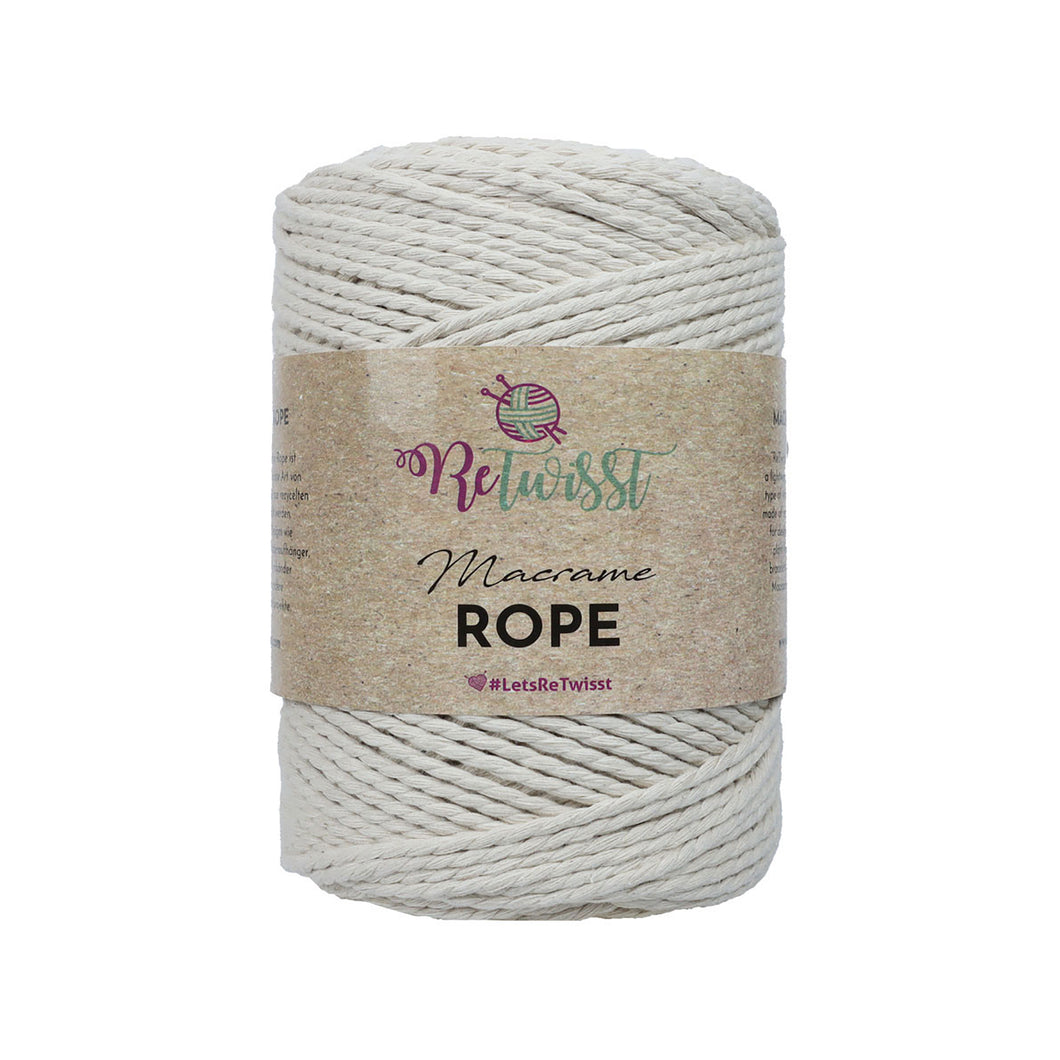Yarn: Retwisst Macrame Rope, 3mm, Natural, 100% Cotton, 500g