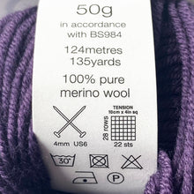 Load image into Gallery viewer, DK Yarn: Jenny Watson Pure Merino DK Yarn in Aubergine
