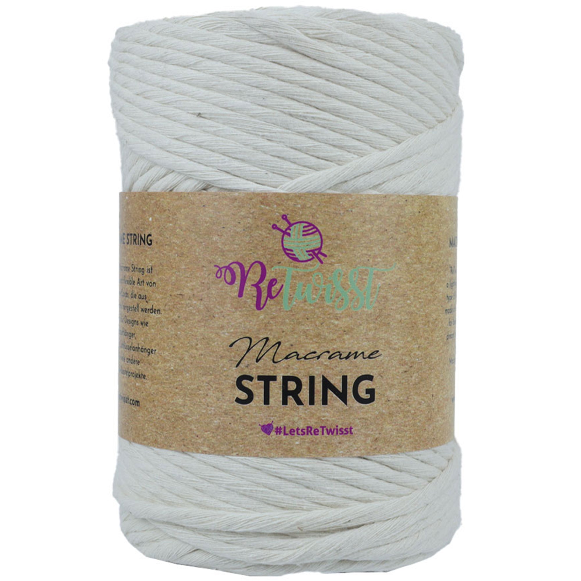 Yarn: Retwisst Macrame String, 3mm, Natural, 100% Recycled Fibres, 500 –  YardandYarn