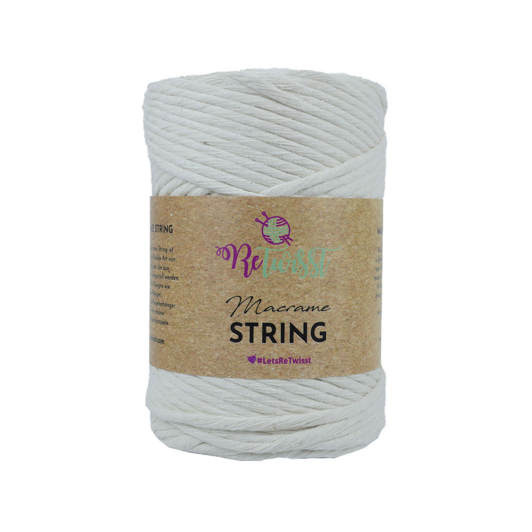 Yarn: Retwisst Macrame String, 3mm, Natural, 100% Recycled Fibres, 500g